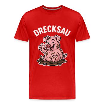 Dirty Pig – Chemise de cochon drôle - T-shirt bio Premium Homme - rouge - Devant - Damien (186cm)