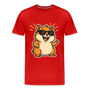 Casual hamster with sunglasses - Men's Premium Organic T-Shirt - red - Front - Damien (186cm)