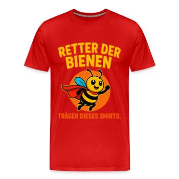 Savior of the Bees Superhero - Men's Premium Organic T-Shirt - red - Front - Damien (186cm)