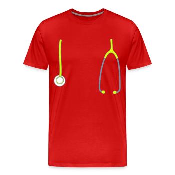 Das Stethoskop - Männer Premium Bio T-Shirt - Rot - Vorne - Damien (186cm)