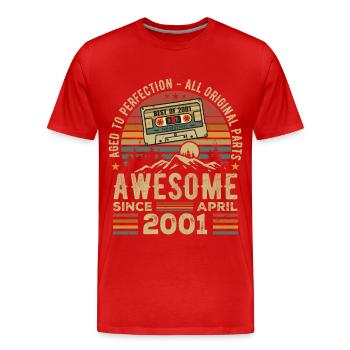 April 2001 Vintage Retro Birthday Gift - Men's Premium Organic T-Shirt - red - Front - Damien (186cm)