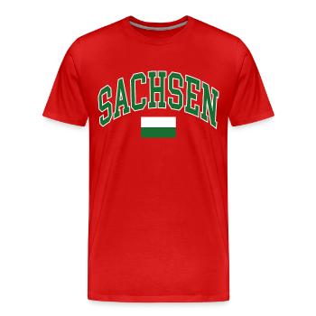Sachsen Flagge - Männer Premium Bio T-Shirt - Rot - Vorne - Damien (186cm)