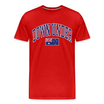 Down Under - Männer Premium Bio T-Shirt - Rot - Vorne - Damien (186cm)
