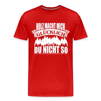 HOLZ SÄGE KETTENSÄGE GESCHENK WALD FÖRSTER BERUF - Männer Premium Bio T-Shirt - Rot - Vorne - Damien (186cm)