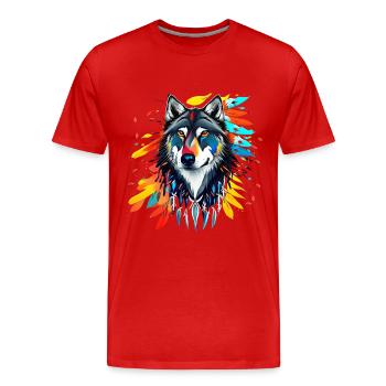Loup - Illustration 1 - T-shirt bio Premium Homme - rouge - Devant - Damien (186cm)