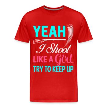Trapschießen | Schießsport Fallenschießen Geschenk - Männer Premium Bio T-Shirt - Rot - Vorne - Damien (186cm)