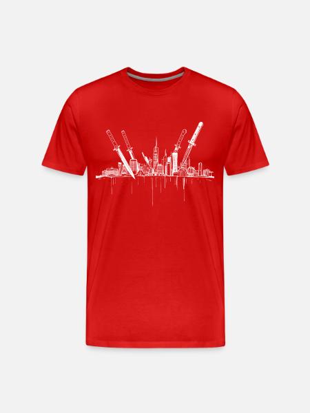 Messer Stadt - Männer Premium Bio T-Shirt - Rot