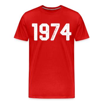 1974 Vintage Né Millésime 1974 Anniversaire 1974 - T-shirt bio Premium Homme - rouge - Devant - Damien (186cm)