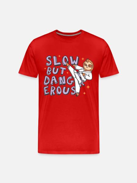 Slow but dangerous Karate Sloth - Men's Premium Organic T-Shirt - red