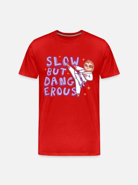Slow but dangerous Karate Sloth - Men's Premium Organic T-Shirt - red