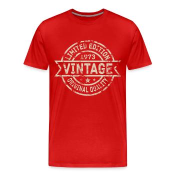1973 Né Anniversaire Année de naissance millésime - T-shirt bio Premium Homme - rouge - Devant - Damien (186cm)