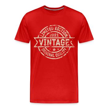 2021 Geboren Geburtstag Geburtsjahr Vintage - Männer Premium Bio T-Shirt - Rot - Vorne - Damien (186cm)