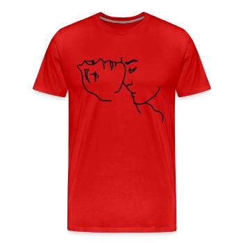 Kuss Hals Liebe - Männer Premium Bio T-Shirt - Rot - Vorne - Damien (186cm)