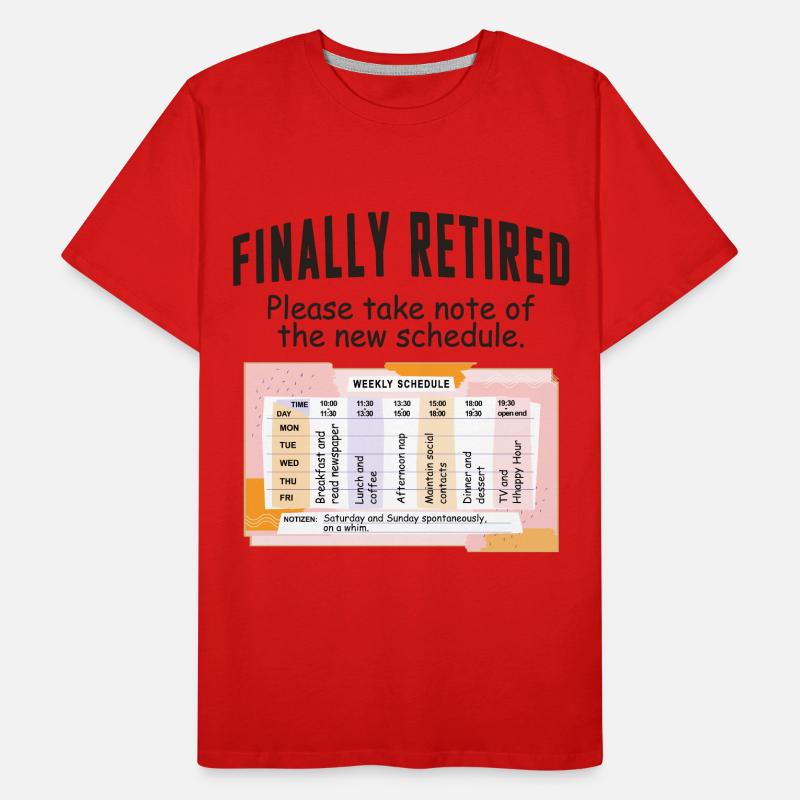 Rentner Zeitplan Tagesablauf Männer Premium Bio T-Shirt