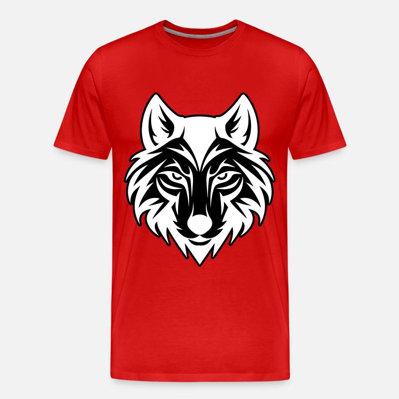 Wolf Kopf - Männer Premium Bio T-Shirt - Rot