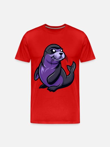 Robbe Tier Comic - Männer Premium Bio T-Shirt - Rot