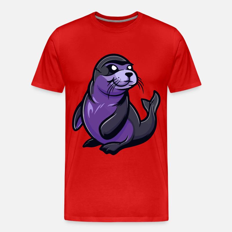 Robbe Tier Comic - Männer Premium Bio T-Shirt - Rot