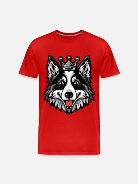 Border Collie Dog Crown - Men's Premium Organic T-Shirt - red