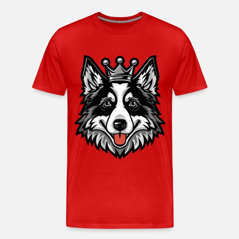 Border Collie Hund Krone - Männer Premium Bio T-Shirt - Rot