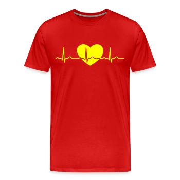ECG COEUR EN LIGNE jaune - T-shirt bio Premium Homme - rouge - Devant - Damien (186cm)