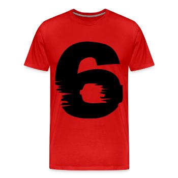 6 Nombre - T-shirt bio Premium Homme - rouge - Devant - Damien (186cm)