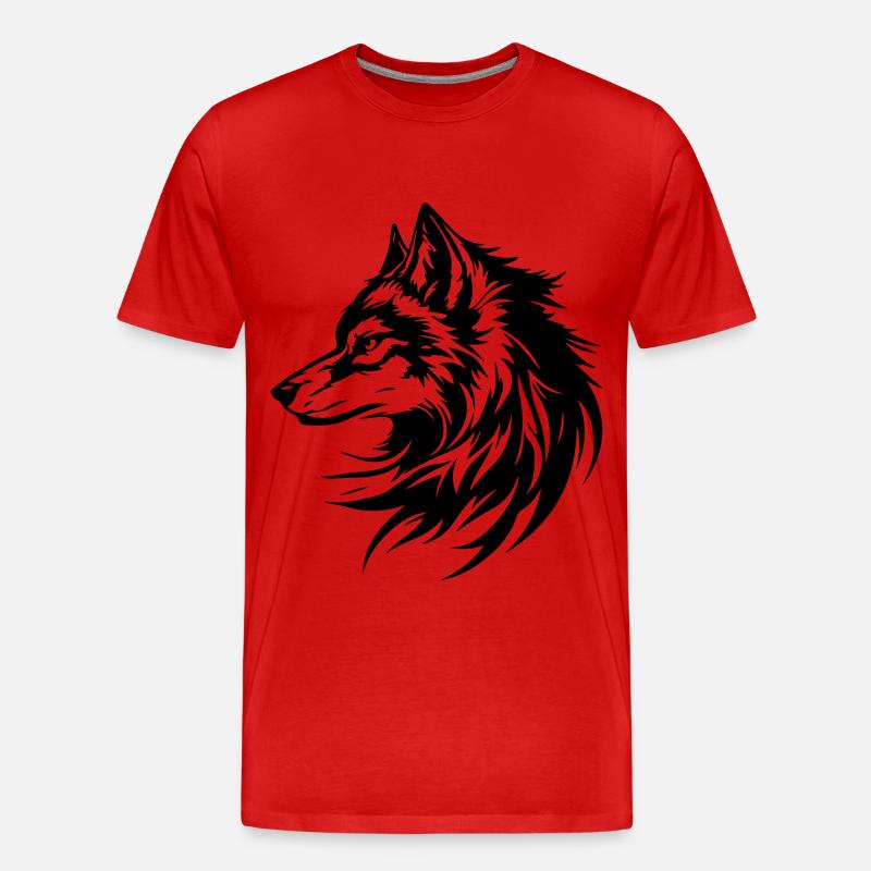 Wolf Kopf Silhouette - Männer Premium Bio T-Shirt - Rot