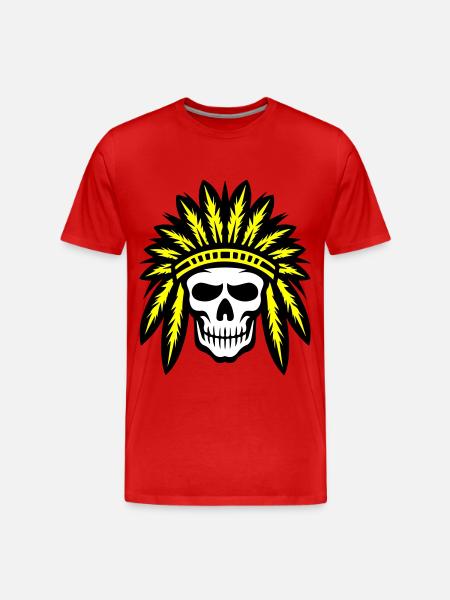 Apache Indian Chief Skull - Men's Premium Organic T-Shirt - red