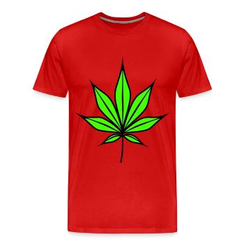 Hanfblatt Weed Hanf Symbol - Männer Premium Bio T-Shirt - Rot - Vorne - Damien (186cm)