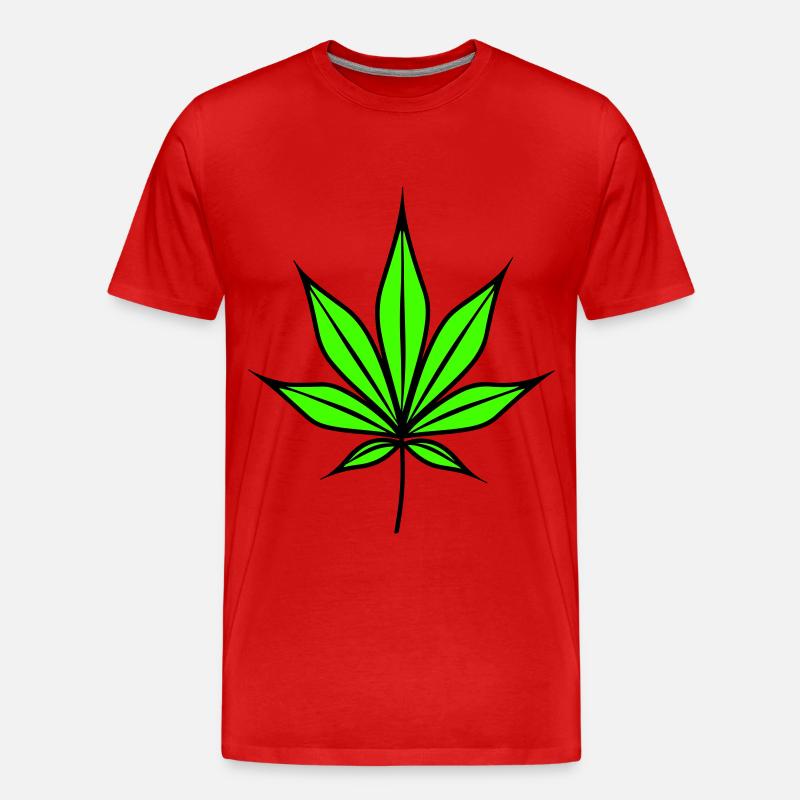 Hanfblatt Weed Hanf Symbol - Männer Premium Bio T-Shirt - Rot