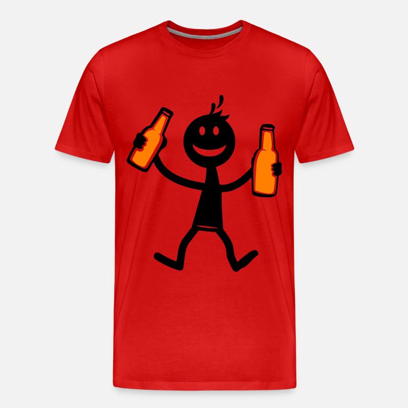 Drinking Bier - Männer Premium Bio T-Shirt - Rot