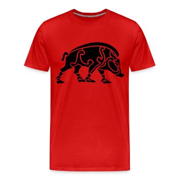 Wildschwein - Männer Premium Bio T-Shirt - Rot - Vorne - Damien (186cm)