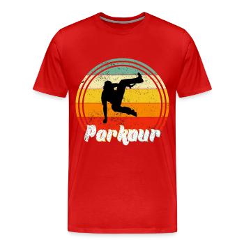 free running - Men's Premium Organic T-Shirt - red - Front - Damien (186cm)