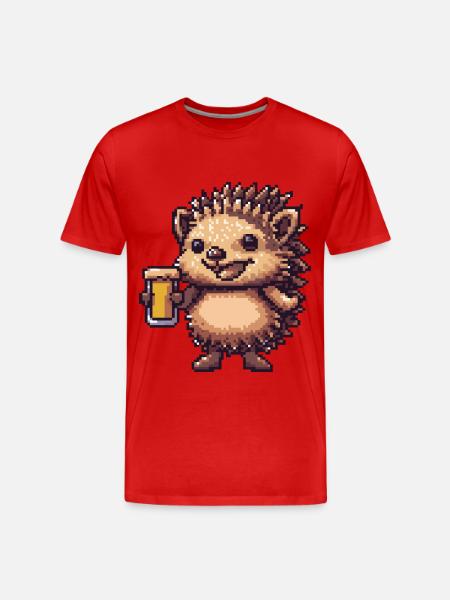 Pindsvineøl Pixel - Herre Premium T-shirt økologisk - rød