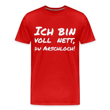 Je suis très gentil, connard! - T-shirt bio Premium Homme - rouge - Devant - Damien (186cm)