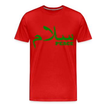 frieden - Männer Premium Bio T-Shirt - Rot - Vorne - Damien (186cm)