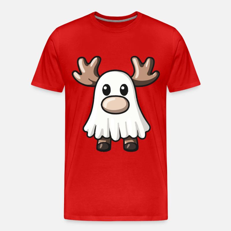 Elch Halloween Comic Geist - Männer Premium Bio T-Shirt - Rot