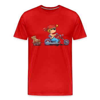 CD - Baby Biker mit Teddy Bär Anhänger - Kinder - Männer Premium Bio T-Shirt - Rot - Vorne - Damien (186cm)