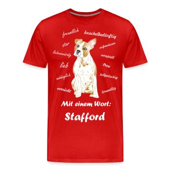 In a word: Stafford - Men's Premium Organic T-Shirt - red - Front - Damien (186cm)