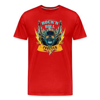 Rock n Roll Forever Skull Rocker Geschenk - Männer Premium Bio T-Shirt - Rot - Vorne - Damien (186cm)