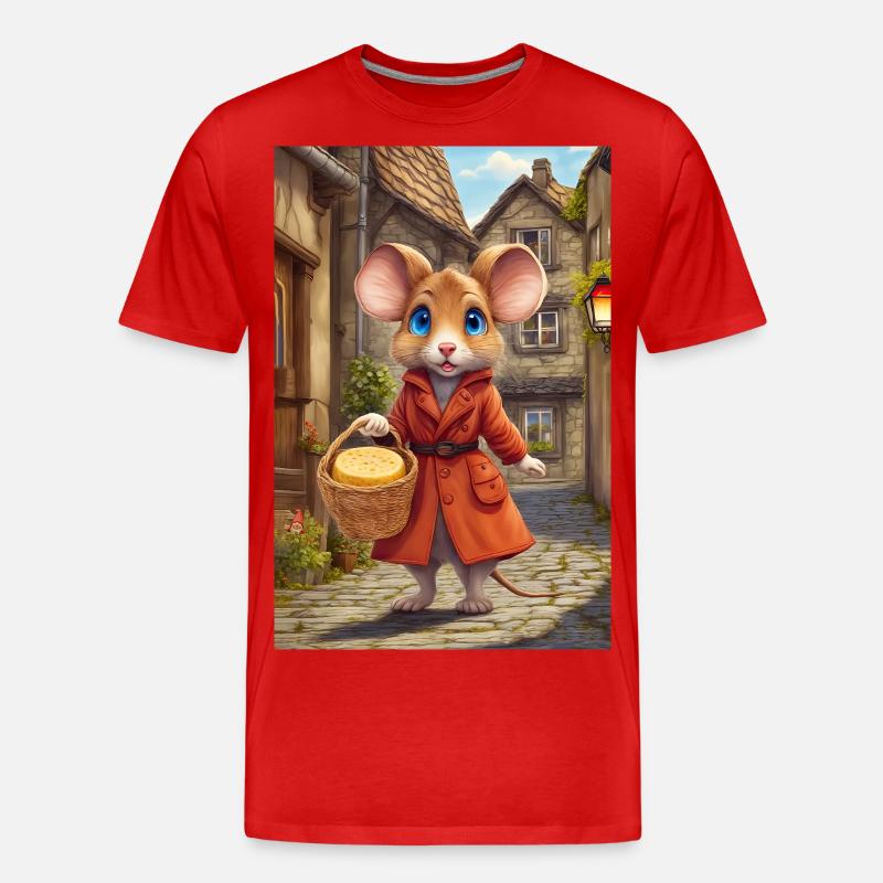 Maus mit ihrem Käse - Männer Premium Bio T-Shirt - Rot