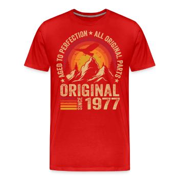 Original 1977 Vintage 1977 Anniversaire 1977 Rétro - T-shirt bio Premium Homme - rouge - Devant - Damien (186cm)