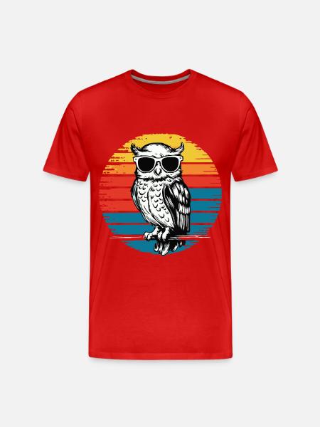 Nachteule Eule Eulen Vogel - Männer Premium Bio T-Shirt - Rot