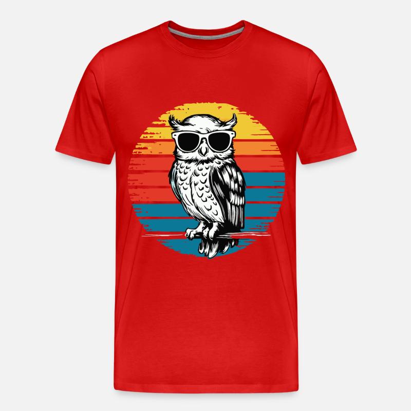 Nachteule Eule Eulen Vogel - Männer Premium Bio T-Shirt - Rot