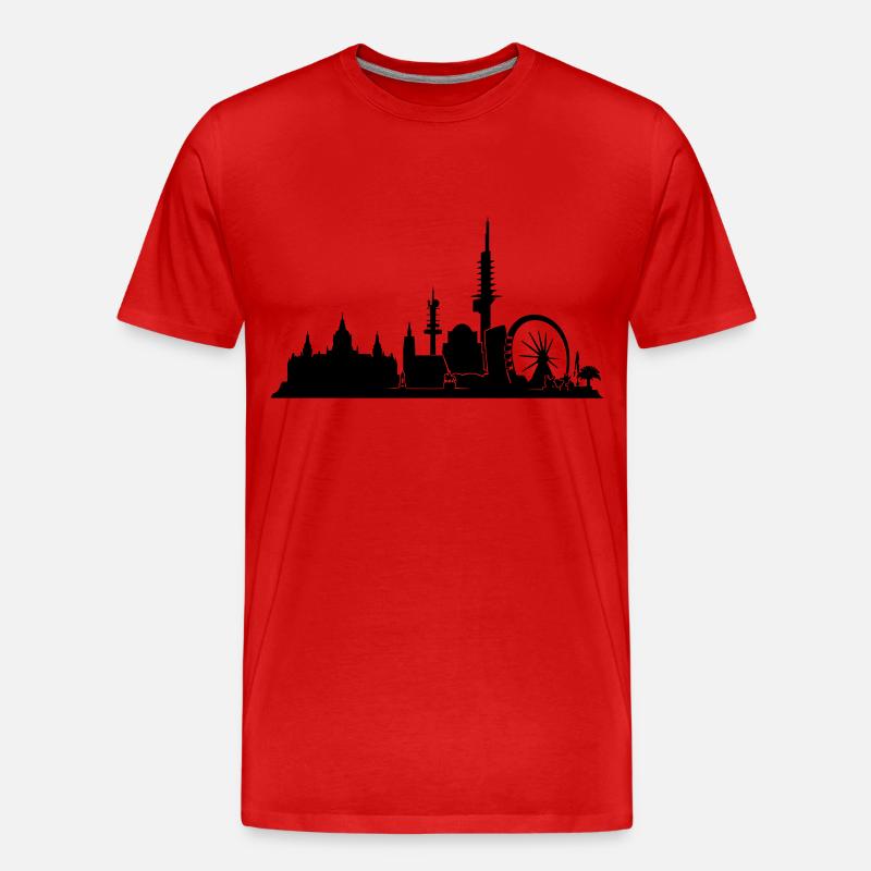 Hannover // Skyline // Silhouette // Skylineshirt - Männer Premium Bio T-Shirt - Rot