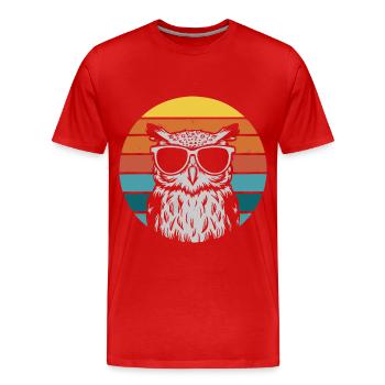 Nachteule Eule Eulen Vogel - Männer Premium Bio T-Shirt - Rot - Vorne - Damien (186cm)
