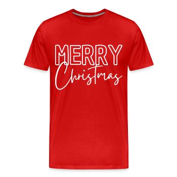 Sportliches Merry Christmas - Männer Premium Bio T-Shirt - Rot - Vorne - Damien (186cm)