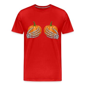J’ai 2 grosses citrouilles - T-shirt bio Premium Homme - rouge - Devant - Damien (186cm)