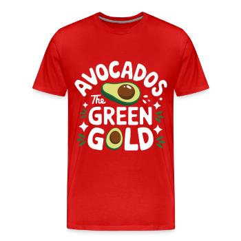 Avocado Food Guacamole Vegan - Men's Premium Organic T-Shirt - red - Front - Damien (186cm)