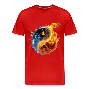 ying yang ball of water and fire - Men's Premium Organic T-Shirt - red - Front - Damien (186cm)