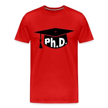 Doktor - Studium - Geschenk - Doktorhut - PhD - Männer Premium Bio T-Shirt - Rot - Vorne - Damien (186cm)
